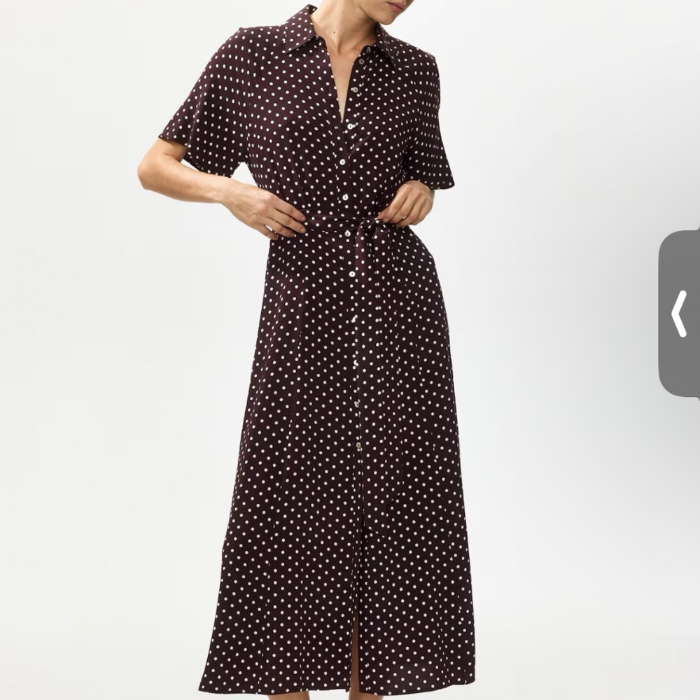 NWT asos brown polka dot belted dress